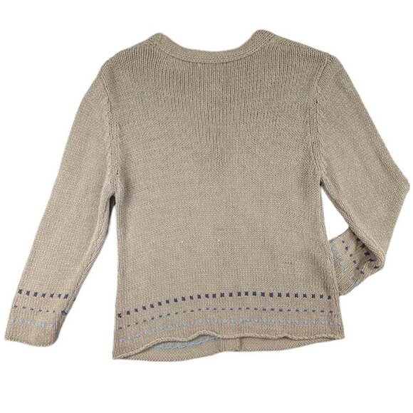 J Jill Cardigan Womens Medium Petite 100% Silk Tan Brown Beige Long Sleeve - Picture 4 of 10